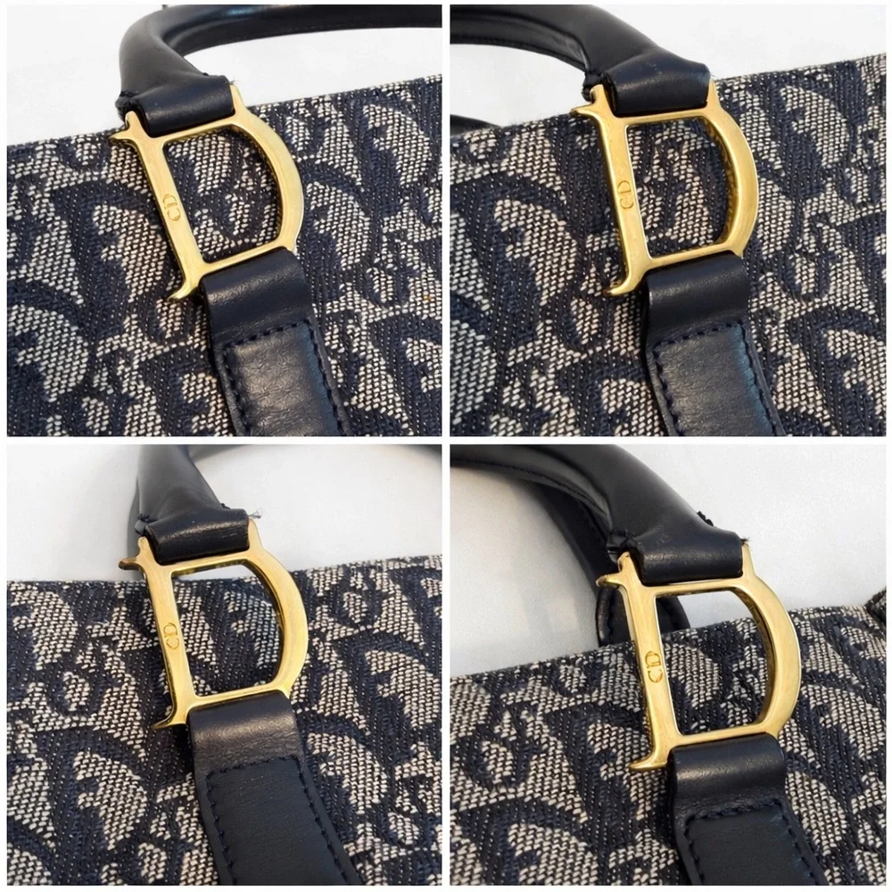 Dior • Diorissimo Trotter Canvas Tote in Navy/Navy Leather